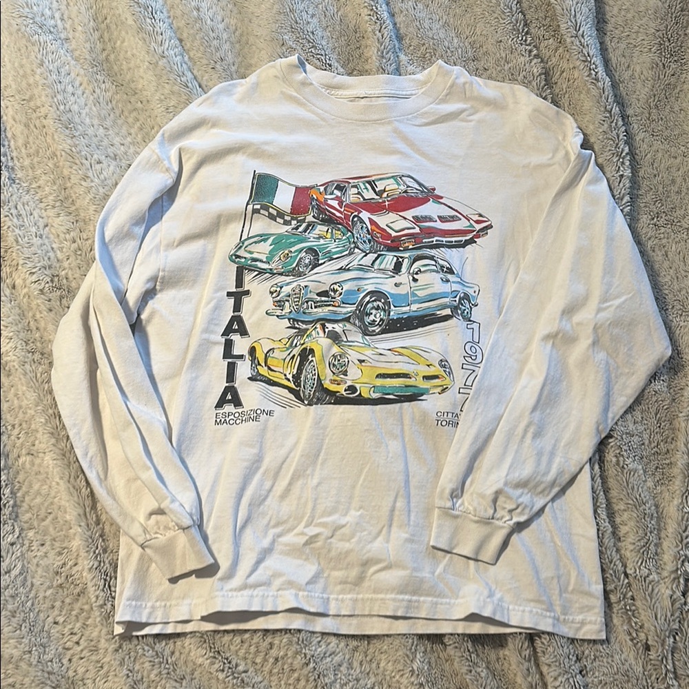 White Graphic Long Sleeve Shirt